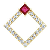 14K Yellow Natural Ruby & 3/8 CTW Natural Diamond Pendant