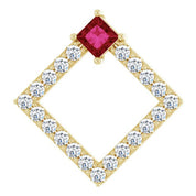 14K Yellow Natural Ruby & 3/8 CTW Natural Diamond Pendant