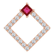 14K Rose Natural Ruby & 3/8 CTW Natural Diamond Pendant