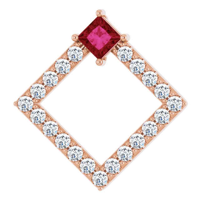 14K Rose Natural Ruby & 3/8 CTW Natural Diamond Pendant