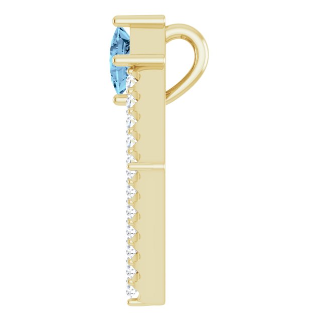 14K Yellow Natural Aquamarine & 3/8 CTW Natural Diamond Pendant