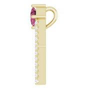 14K Yellow Natural Pink Tourmaline & 3/8 CTW Natural Diamond Pendant