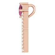 14K Rose Natural Pink Tourmaline & 3/8 CTW Natural Diamond Pendant