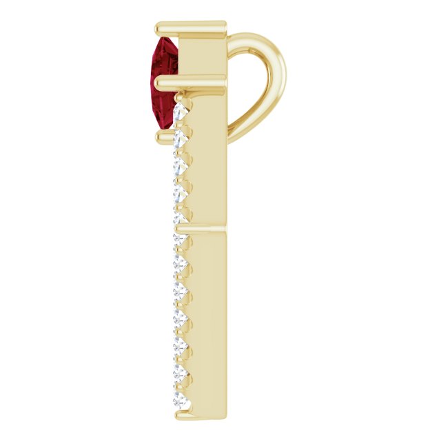 14K Yellow Natural Ruby & 3/8 CTW Natural Diamond Pendant