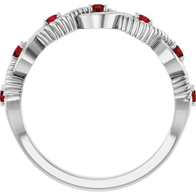 Sterling Silver Natural Mozambique Garnet Stackable Ring