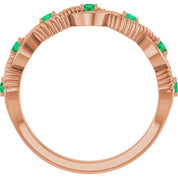 14K Rose Lab-Grown Emerald Stackable Ring