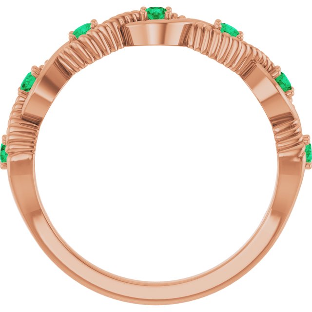 14K Rose Lab-Grown Emerald Stackable Ring