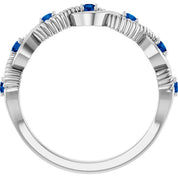 Sterling Silver Lab-Grown Blue Sapphire Stackable Ring