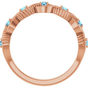 14K Rose Natural Aquamarine Stackable Ring
