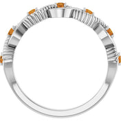 Platinum Natural Citrine Stackable Ring