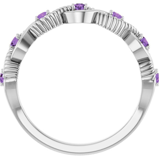 Sterling Silver Natural Amethyst Stackable Ring