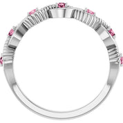Platinum Natural Pink Tourmaline Stackable Ring