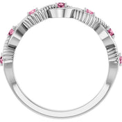 Sterling Silver Natural Pink Tourmaline Stackable Ring