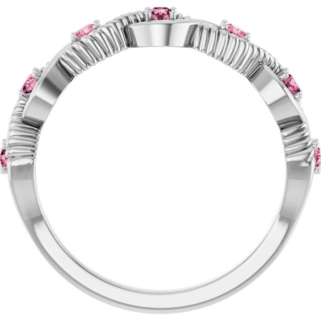 Sterling Silver Natural Pink Tourmaline Stackable Ring