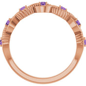 14K Rose Natural Amethyst Stackable Ring