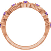 14K Rose Natural Amethyst Stackable Ring