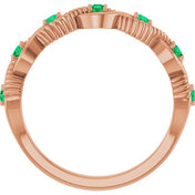 14K Rose Natural Emerald Stackable Ring