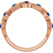 14K Rose Natural Blue Sapphire Stackable Ring