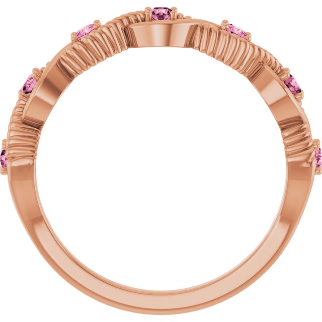 14K Rose Natural Pink Tourmaline Stackable Ring