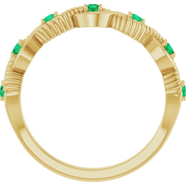 14K Yellow Natural Emerald Stackable Ring