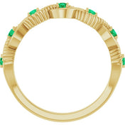 14K Yellow Lab-Grown Emerald Stackable Ring