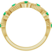 14K Yellow Lab-Grown Emerald Stackable Ring