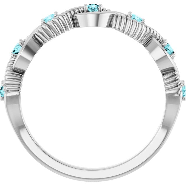 Sterling Silver Natural Blue Zircon Stackable Ring