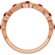14K Rose Natural Mozambique Garnet Stackable Ring
