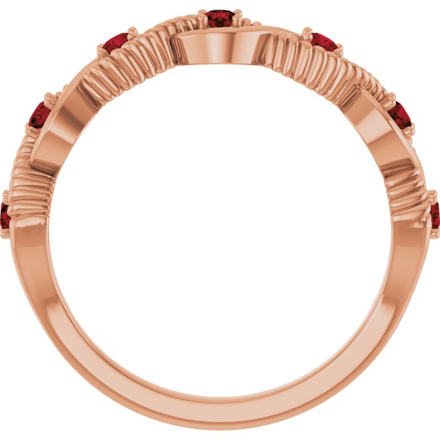14K Rose Natural Mozambique Garnet Stackable Ring
