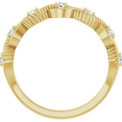 14K Yellow Natural White Sapphire Stackable Ring