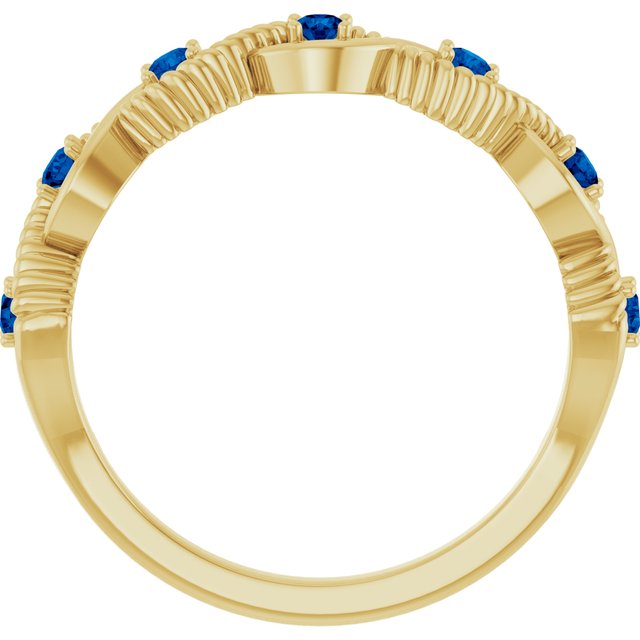 14K Yellow Lab-Grown Blue Sapphire Stackable Ring