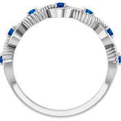 14K White Lab-Grown Blue Sapphire Stackable Ring