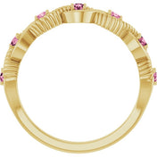 14K Yellow Natural Pink Tourmaline Stackable Ring