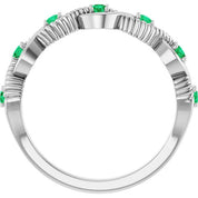 Sterling Silver Lab-Grown Emerald Stackable Ring