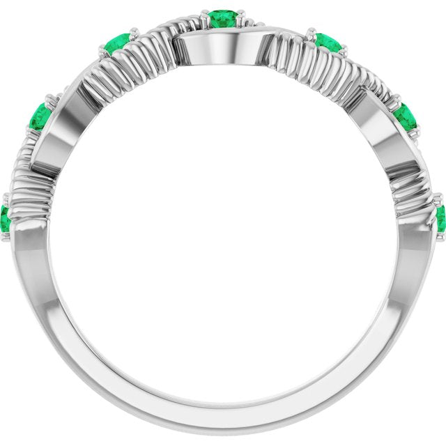 Sterling Silver Lab-Grown Emerald Stackable Ring