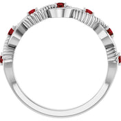14K White Natural Mozambique Garnet Stackable Ring