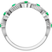 Platinum Natural Emerald Stackable Ring