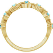 14K Yellow Natural Blue Zircon Stackable Ring