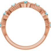 14K Rose Natural Blue Zircon Stackable Ring