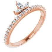 14K Rose 1/3 CTW Natural Diamond Stackable Crown Ring