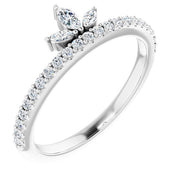 Platinum 1/3 CTW Natural Diamond Stackable Crown Ring