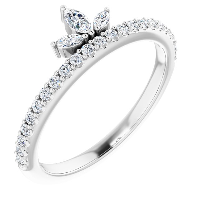 Platinum 1/3 CTW Natural Diamond Stackable Crown Ring