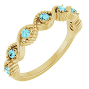 14K Yellow Natural Blue Zircon Stackable Ring