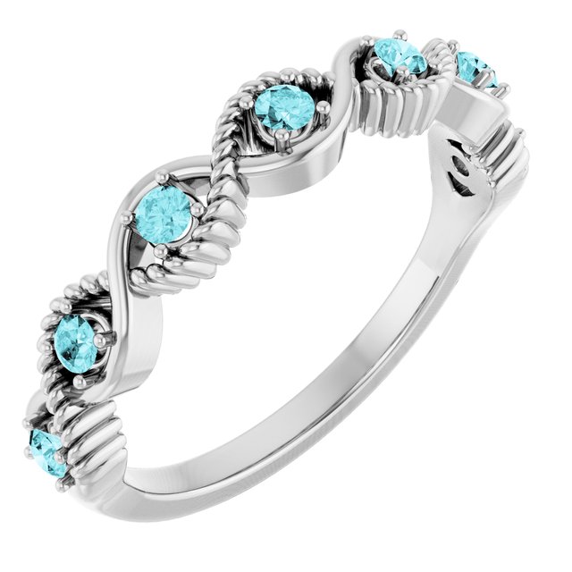 Sterling Silver Natural Blue Zircon Stackable Ring