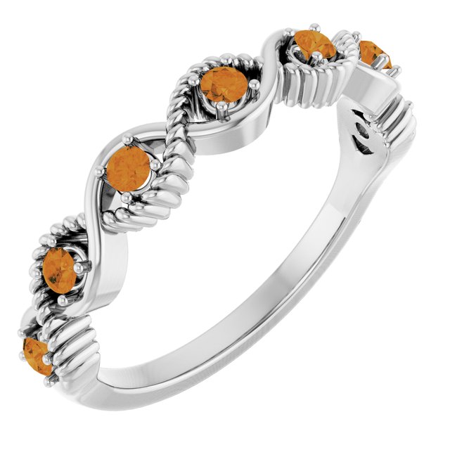 Sterling Silver Natural Citrine Stackable Ring
