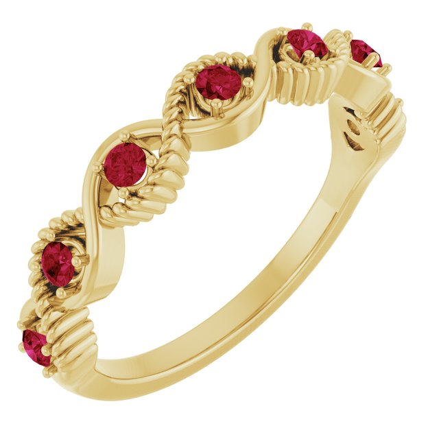 14K Yellow Lab-Grown Ruby Stackable Ring