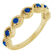 14K Yellow Lab-Grown Blue Sapphire Stackable Ring