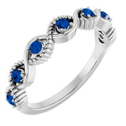 Sterling Silver Lab-Grown Blue Sapphire Stackable Ring