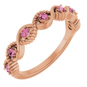 14K Rose Natural Pink Tourmaline Stackable Ring