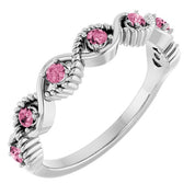 Sterling Silver Natural Pink Tourmaline Stackable Ring